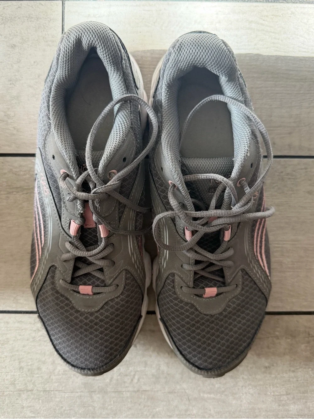 Ryka Gray Athletic Sneakers with Pink Accents
